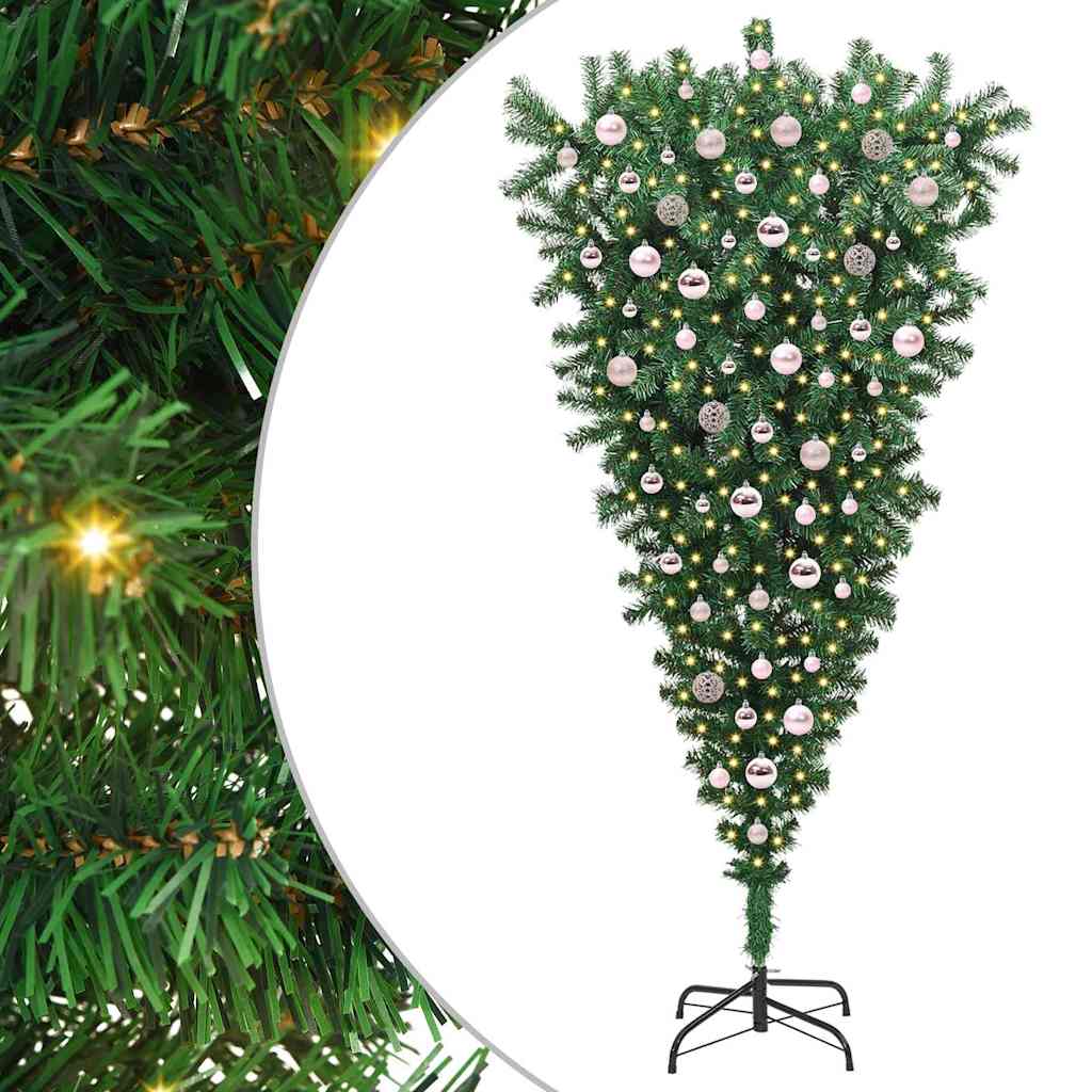 Ophang Kunst Kerstboom Met Ballenset Groen 210 Cm Pvc 210 x 110 cm