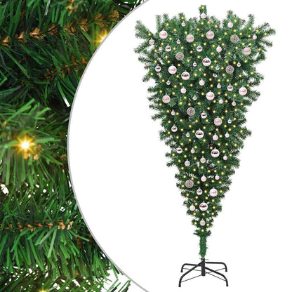 Ophang Kunst Kerstboom Met Ballenset Groen 210 Cm Pvc 210 x 110 cm