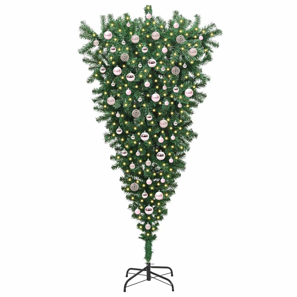 Ophang Kunst Kerstboom Met Ballenset Groen 210 Cm Pvc 210 x 110 cm