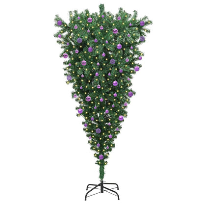 Ondersteboven Kunst Kerstboom Met Ballenset Groen 210 Cm Pvc 210 x 110 cm
