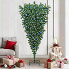 Kunstkerstboom ondersteboven 210 cm groen pvc met ballenset