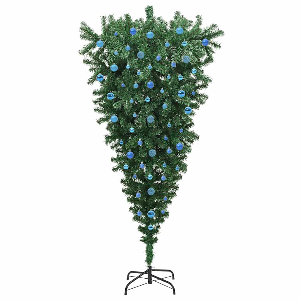 Ondersteboven Kunst Kerstboom Met Ballenset Groen 210 Cm Pvc 210 x 110 cm