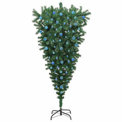 Ondersteboven Kunst Kerstboom Met Ballenset Groen 210 Cm Pvc 210 x 110 cm