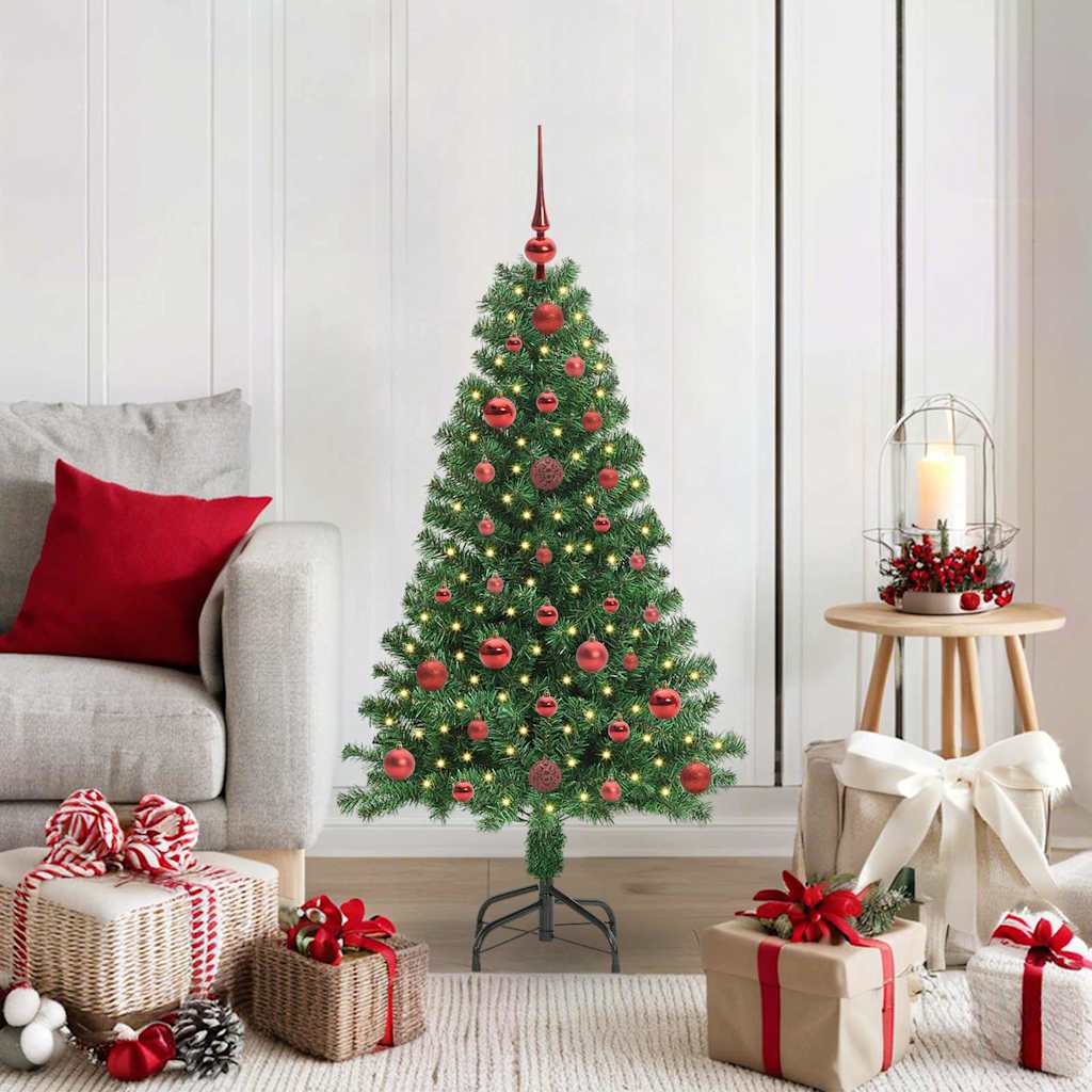 Kunstkerstboom Groen 120 cm PVC en Staal en Kunststof