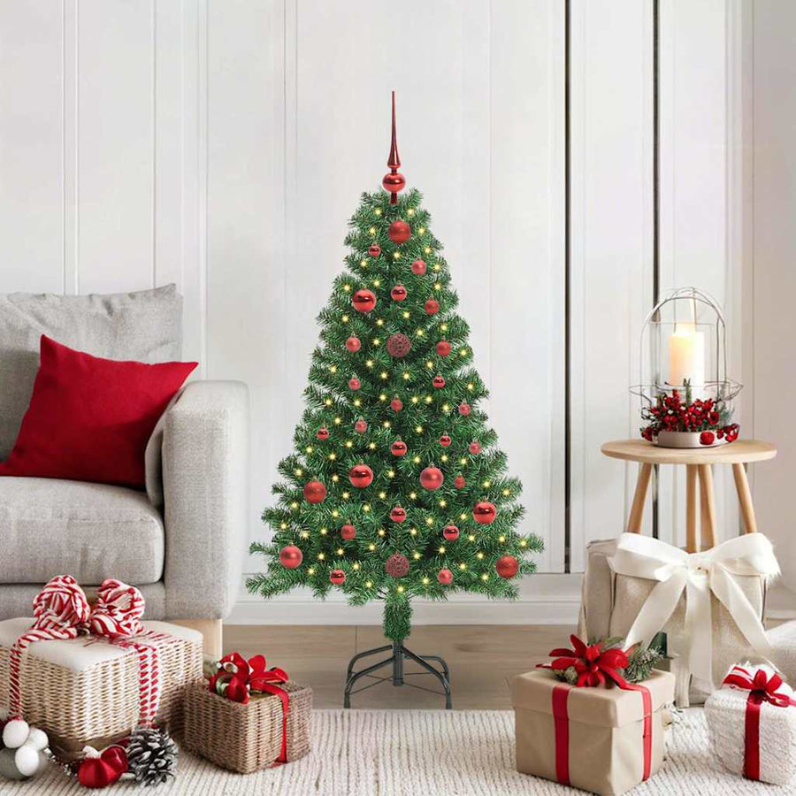 Kunstkerstboom Groen 120 cm PVC en Staal en Kunststof