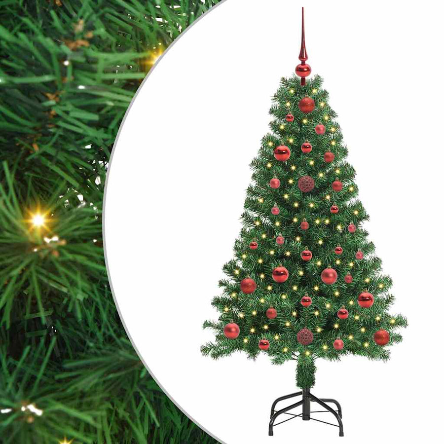 Kunstkerstboom Groen 120 cm PVC en Staal en Kunststof