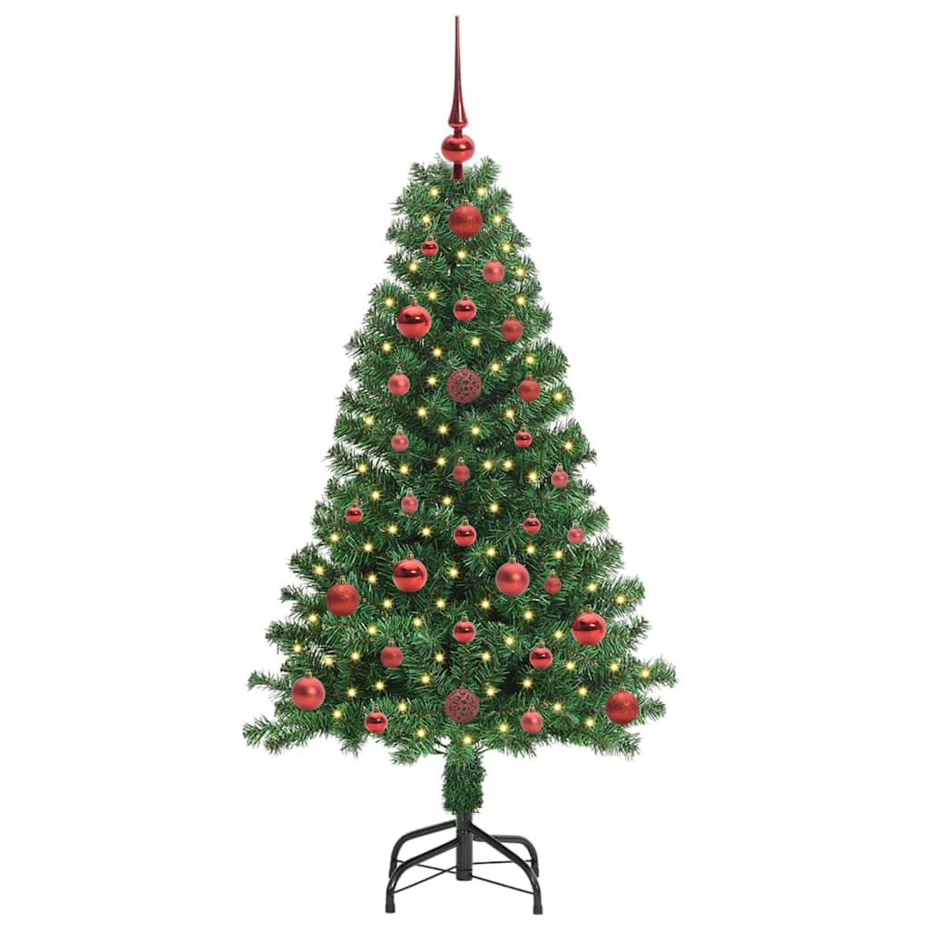 Kunstkerstboom Groen 120 cm PVC en Staal en Kunststof
