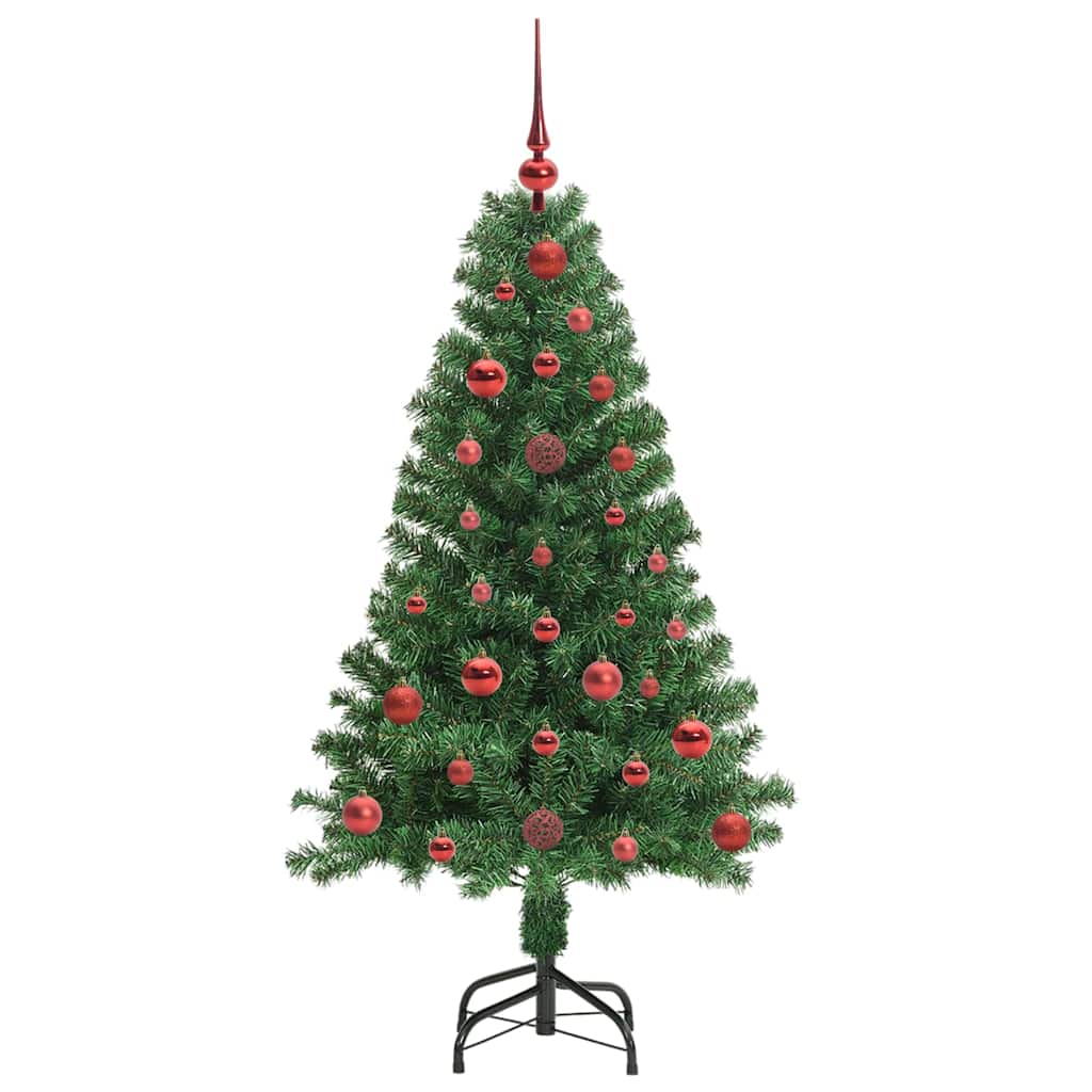 Kunstkerstboom Groen 120 cm PVC en Staal en Kunststof