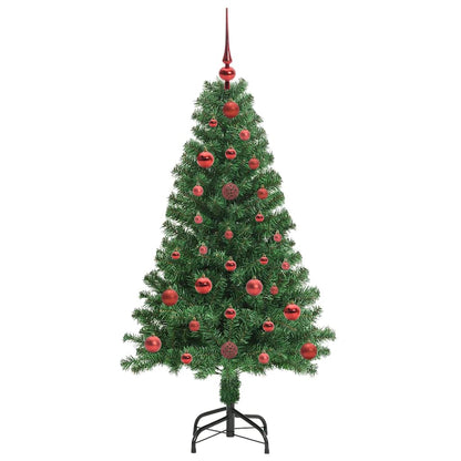 Kunstkerstboom Groen 120 cm PVC en Staal en Kunststof