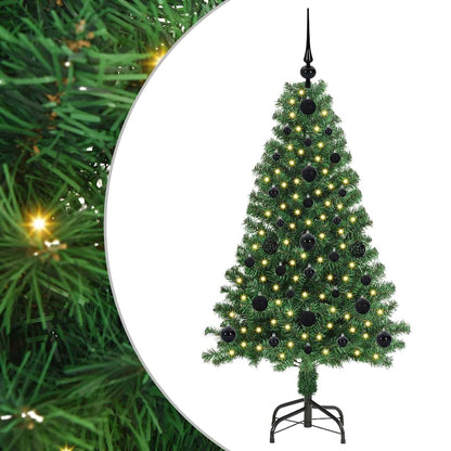 Kunstkerstboom Groen 120 cm PVC en Staal en Kunststof