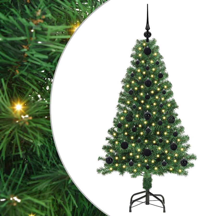 Kunstkerstboom Groen 120 cm PVC en Staal en Kunststof