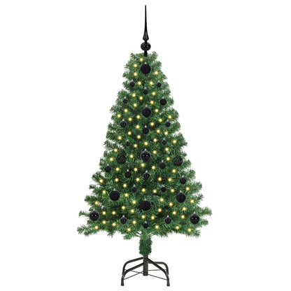 Kunstkerstboom Groen 120 cm PVC en Staal en Kunststof
