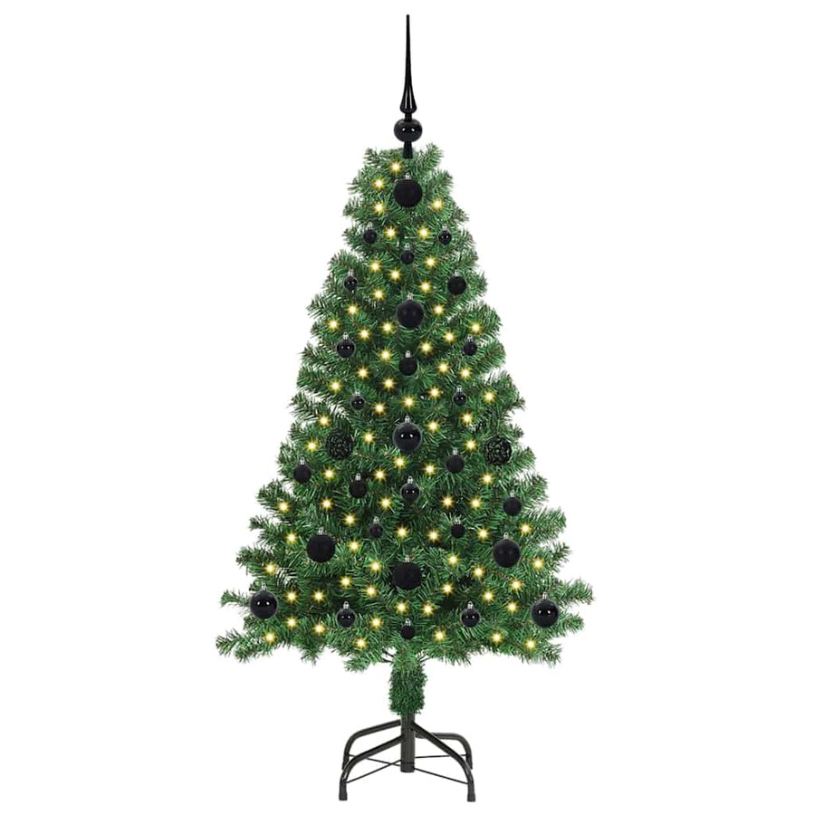 Kunstkerstboom Groen 120 cm PVC en Staal en Kunststof