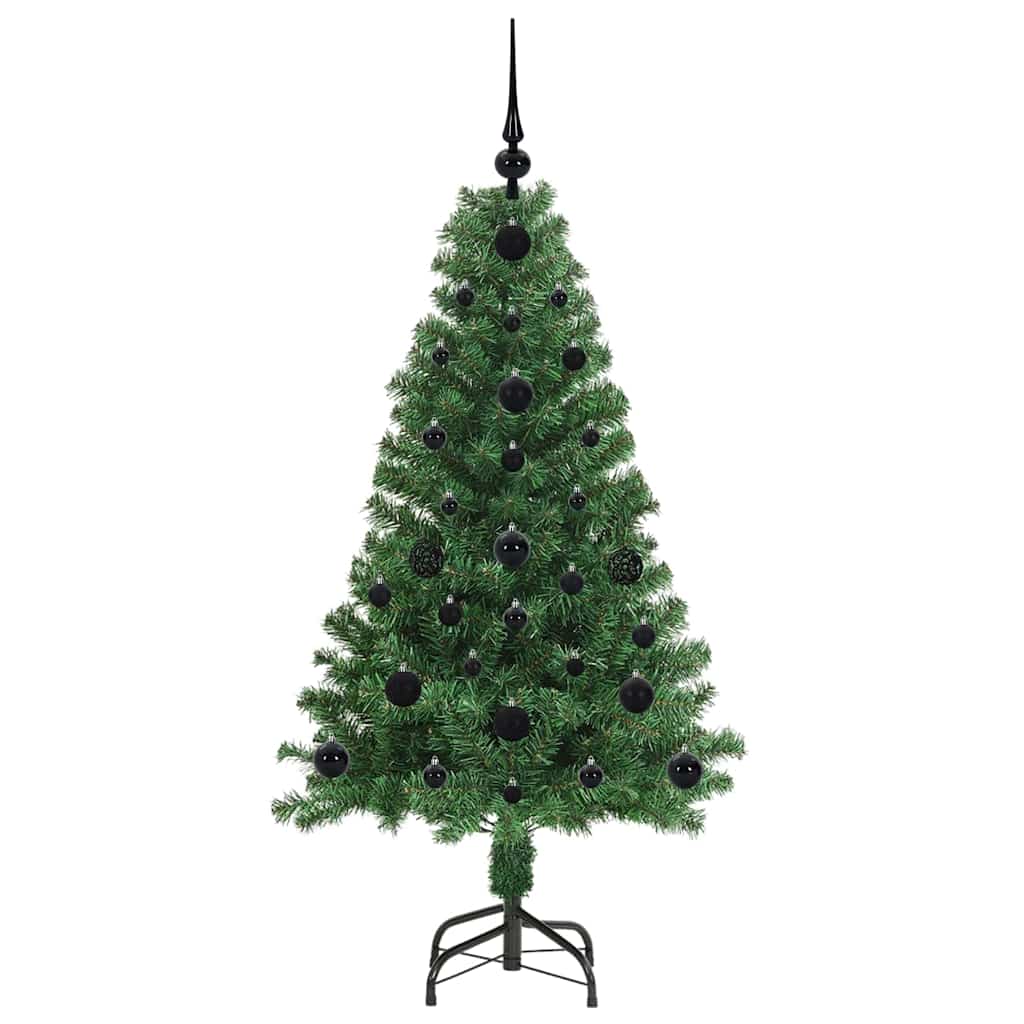 Kunstkerstboom Groen 120 cm PVC en Staal en Kunststof