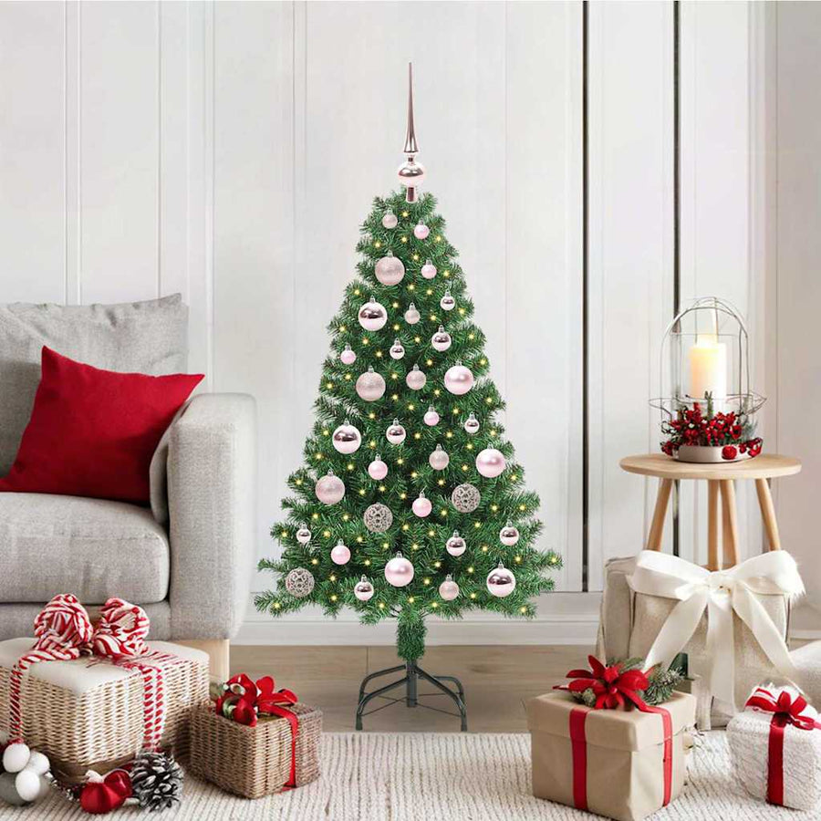 Kunstkerstboom Groen 120 cm PVC en Staal en Kunststof