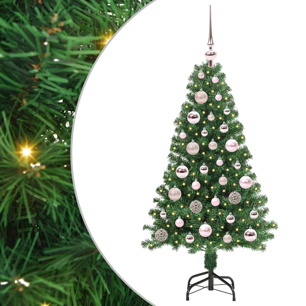 Kunstkerstboom Groen 120 cm PVC en Staal en Kunststof