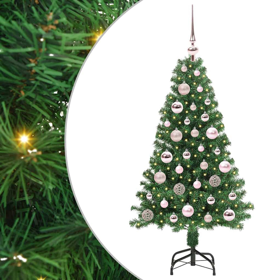 Kunstkerstboom Groen 120 cm PVC en Staal en Kunststof