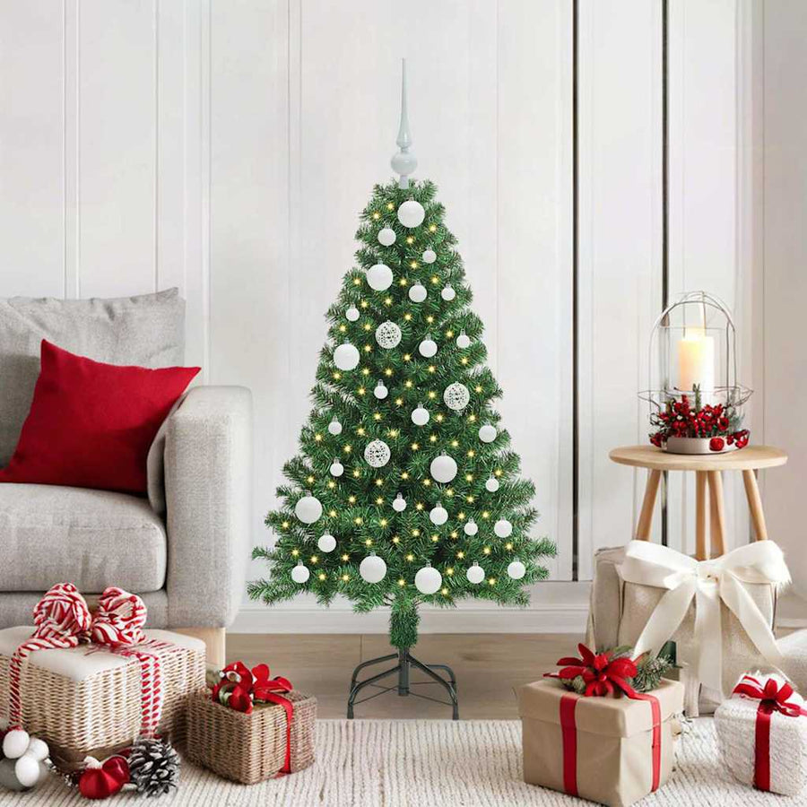 Kunstkerstboom Groen 120 cm PVC en Staal en Kunststof