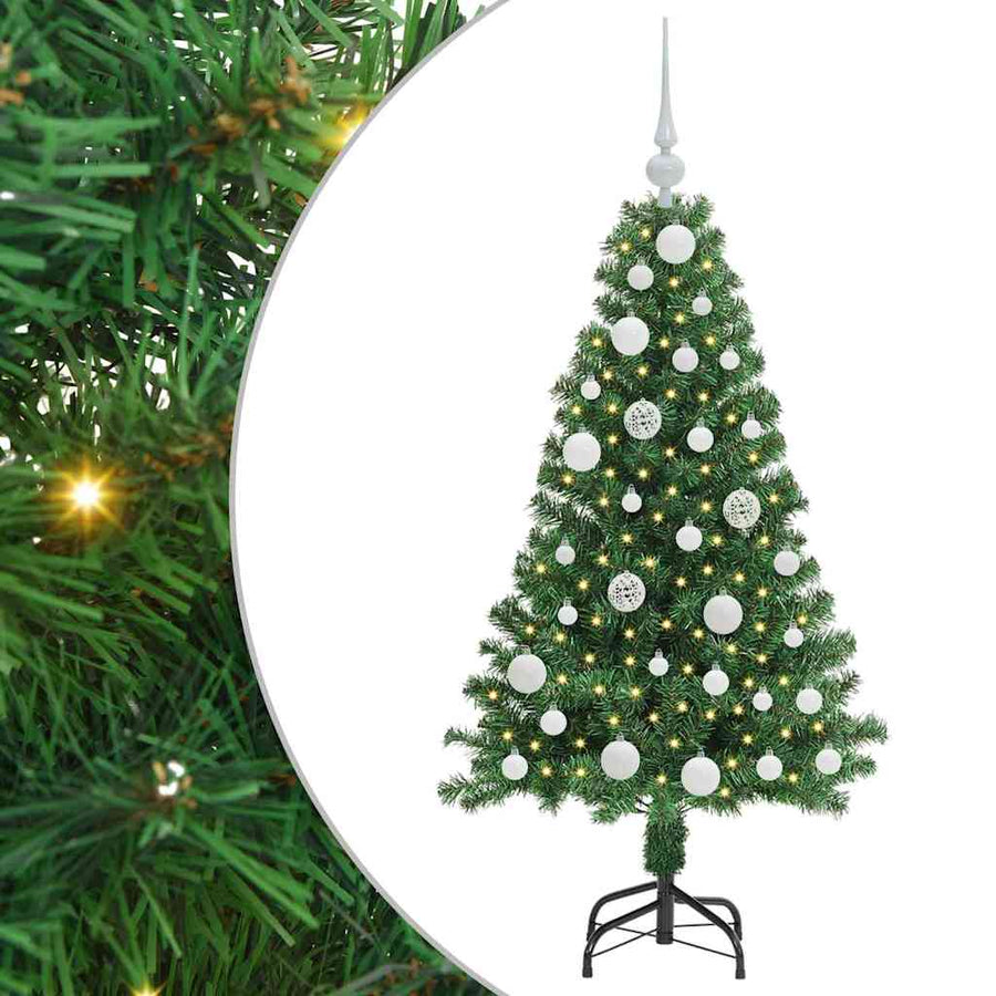 Kunstkerstboom Groen 120 cm PVC en Staal en Kunststof