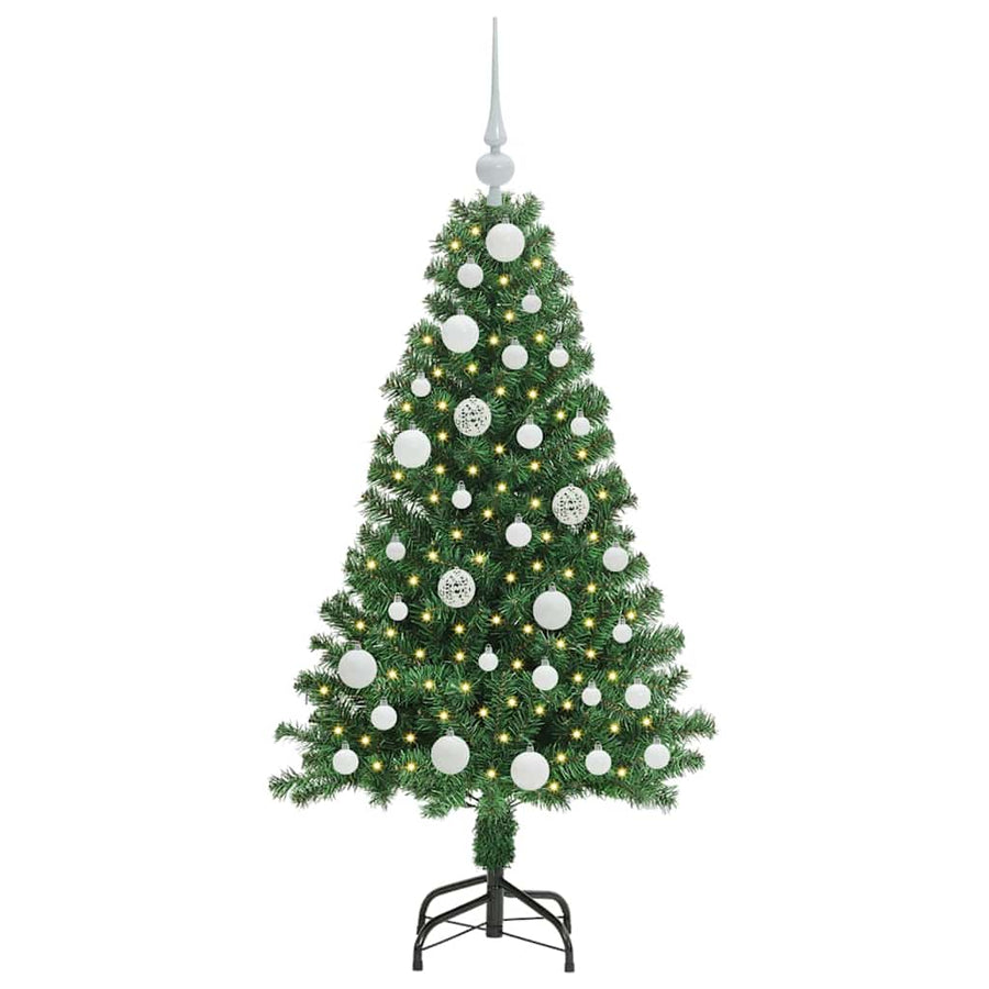 Kunstkerstboom Groen 120 cm PVC en Staal en Kunststof
