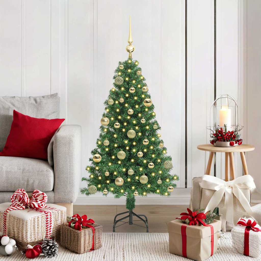 Kunstkerstboom Groen 120 cm PVC en Staal en Kunststof