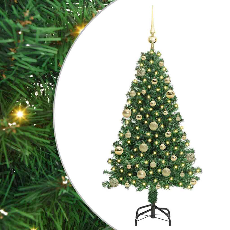 Kunstkerstboom Groen 120 cm PVC en Staal en Kunststof
