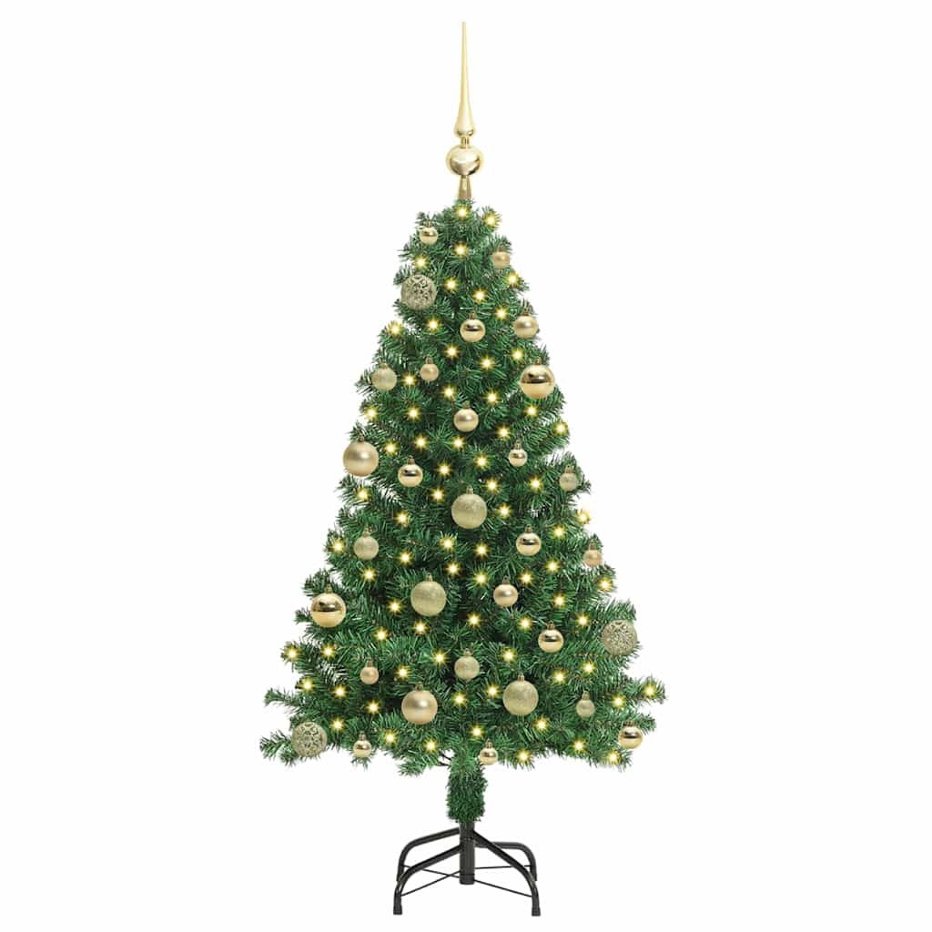 Kunstkerstboom Groen 120 cm PVC en Staal en Kunststof