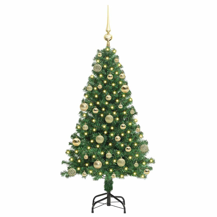 Kunstkerstboom Groen 120 cm PVC en Staal en Kunststof