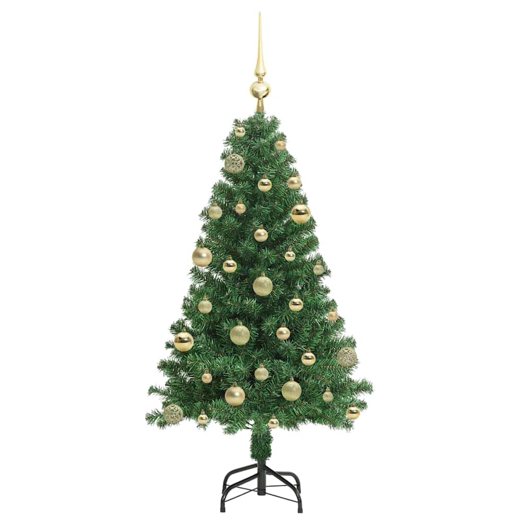 Kunstkerstboom Groen 120 cm PVC en Staal en Kunststof