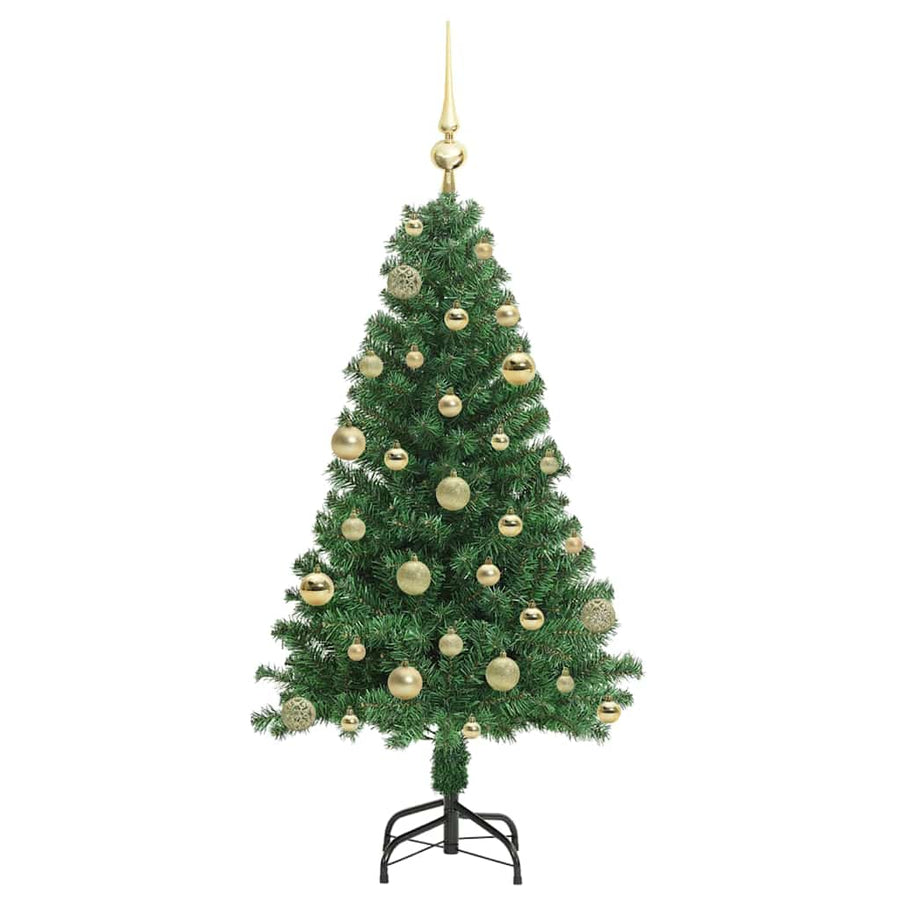 Kunstkerstboom Groen 120 cm PVC en Staal en Kunststof