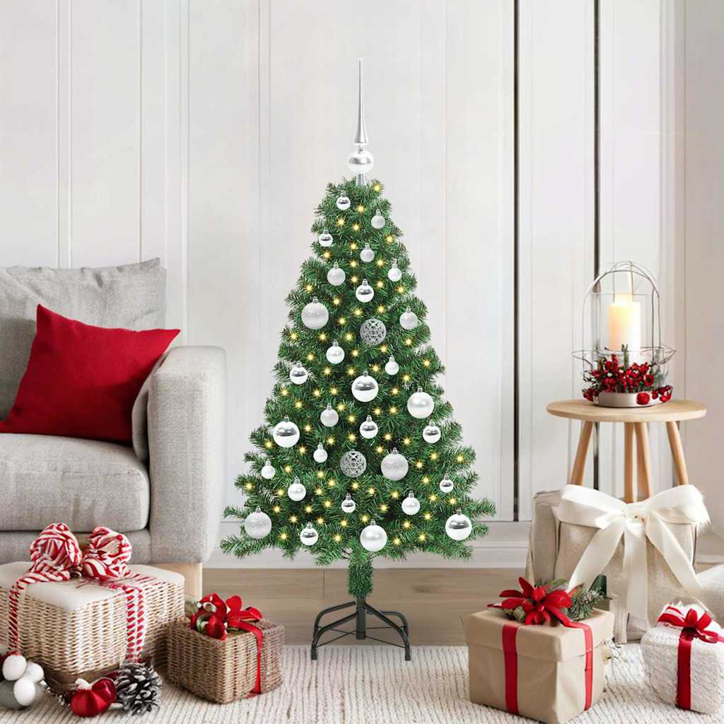 Kunstkerstboom Groen 120 cm PVC en Staal en Kunststof