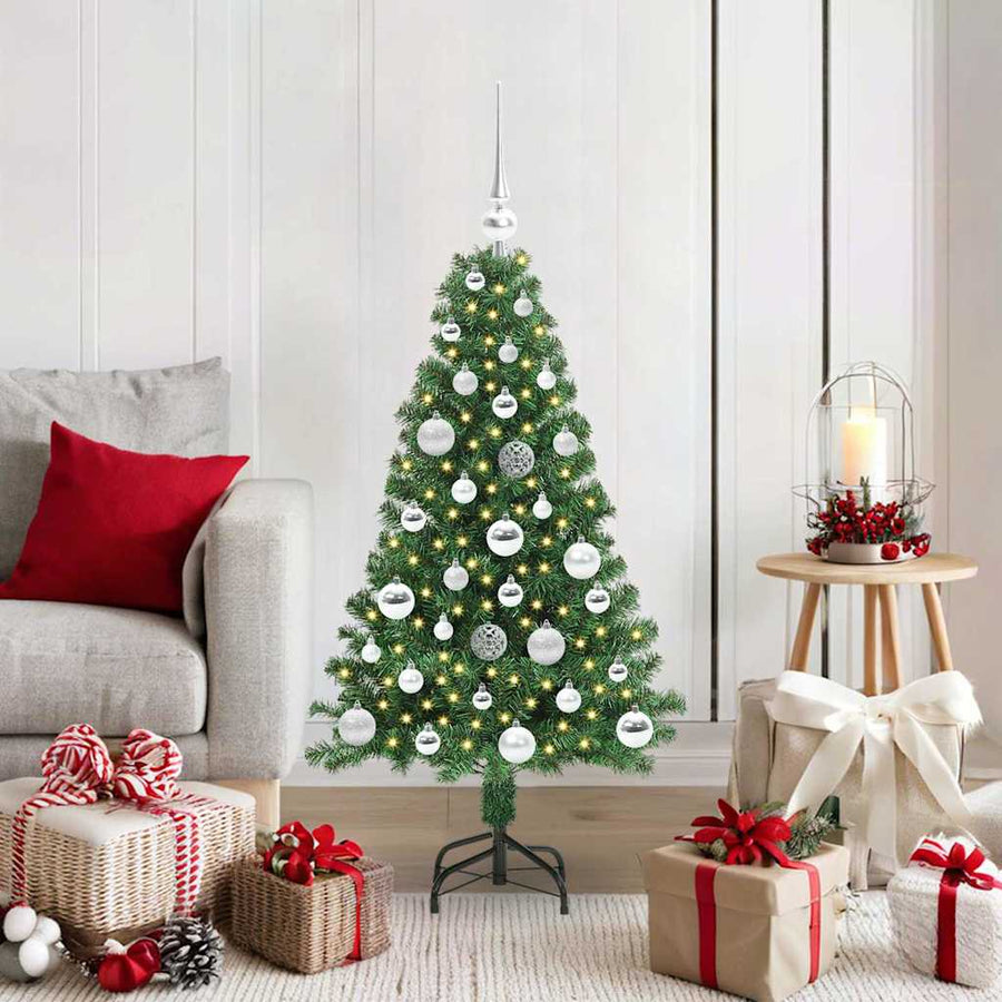Kunstkerstboom Groen 120 cm PVC en Staal en Kunststof