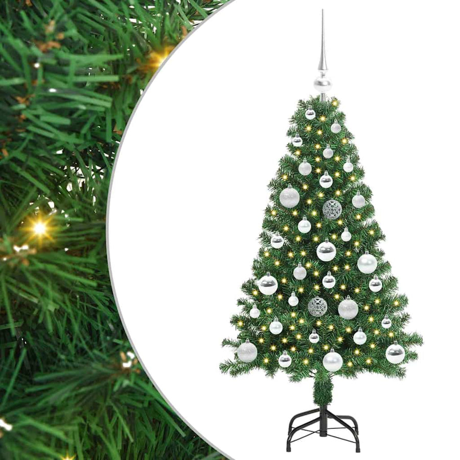 Kunstkerstboom Groen 120 cm PVC en Staal en Kunststof
