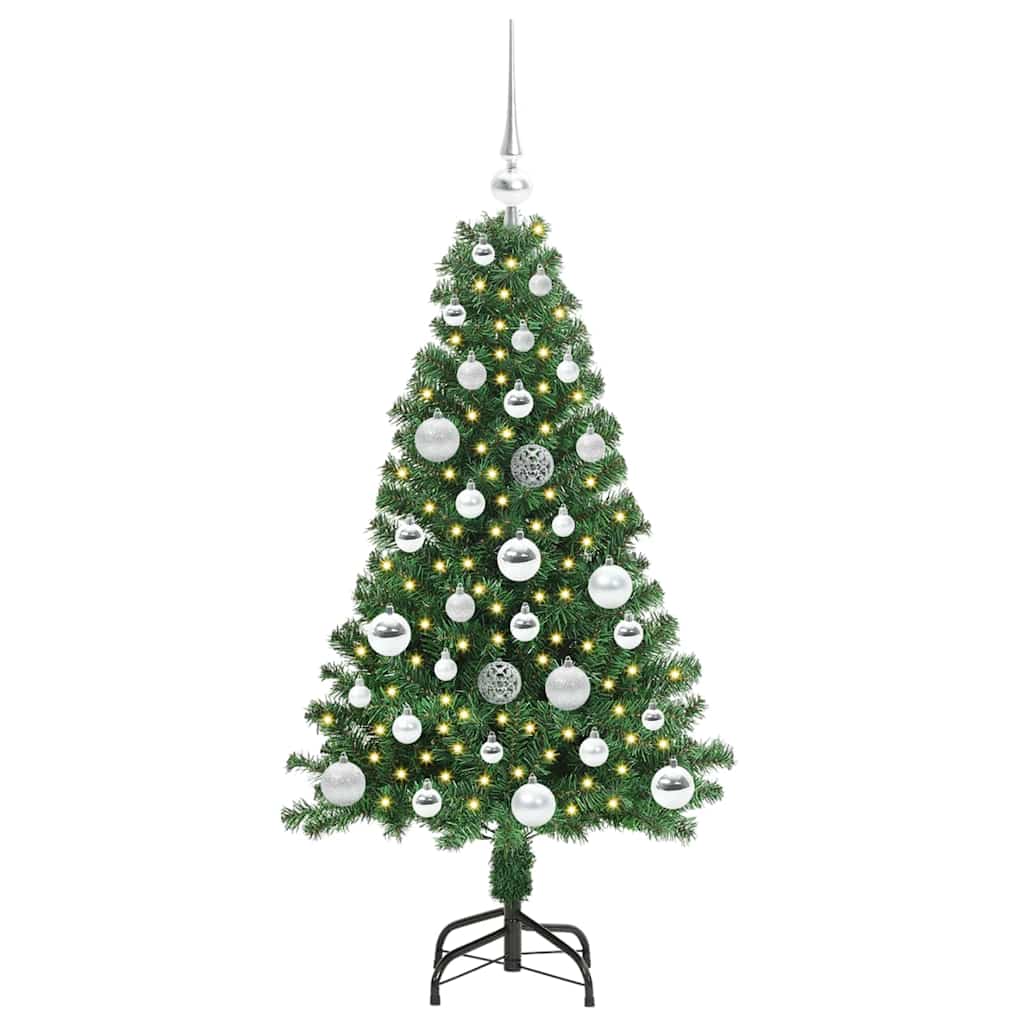 Kunstkerstboom Groen 120 cm PVC en Staal en Kunststof