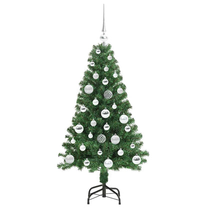 Kunstkerstboom Groen 120 cm PVC en Staal en Kunststof