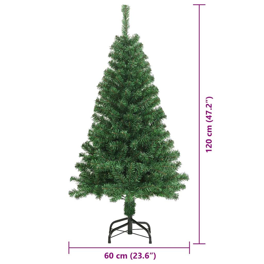 Kunstkerstboom Groen 120 cm PVC en Staal en Kunststof