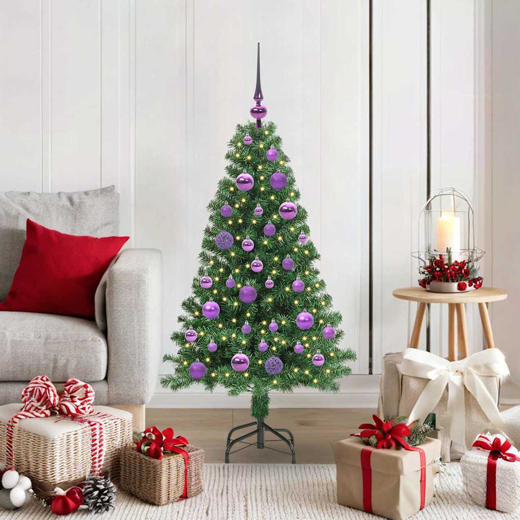 Kunstkerstboom Groen 120 cm PVC en Staal en Kunststof