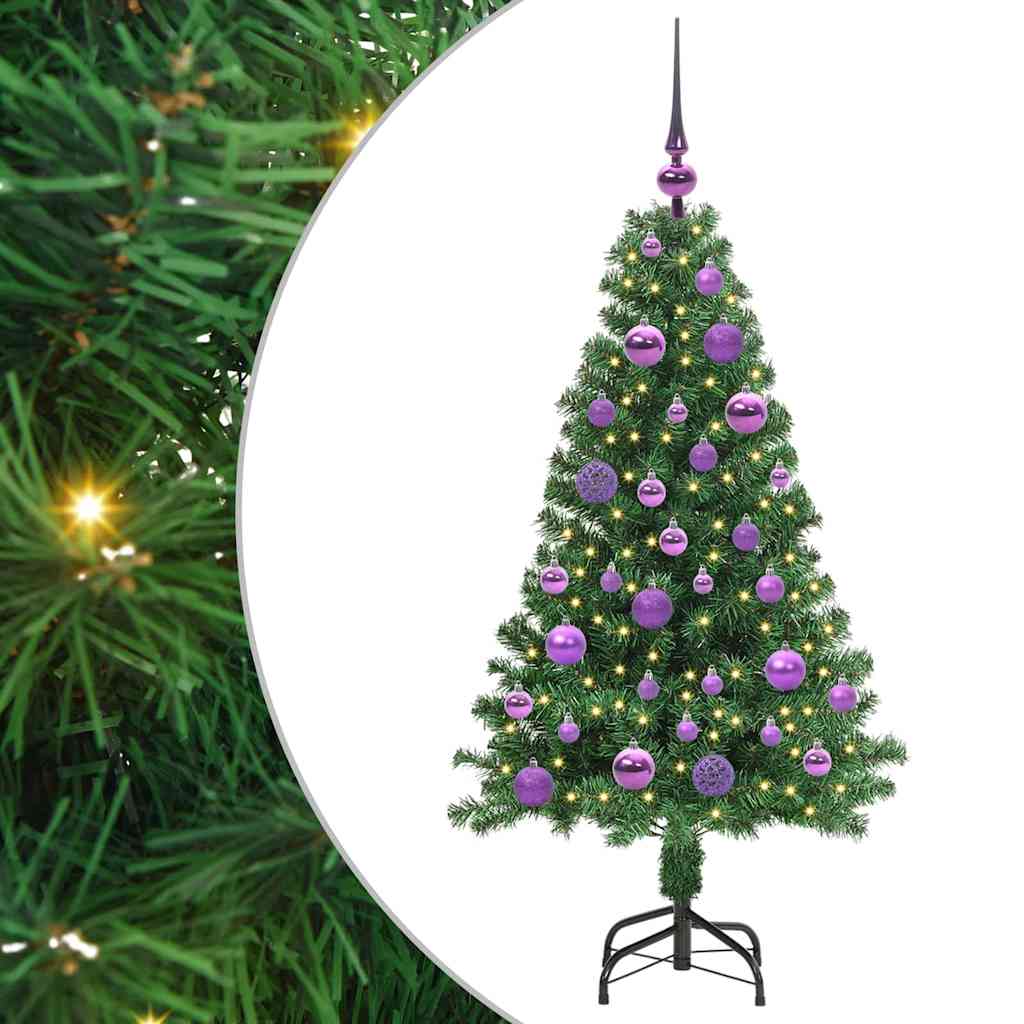 Kunstkerstboom Groen 120 cm PVC en Staal en Kunststof