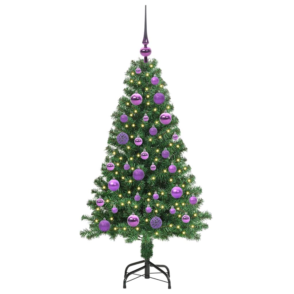 Kunstkerstboom Groen 120 cm PVC en Staal en Kunststof