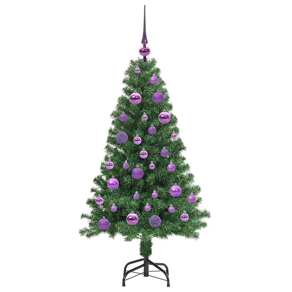 Kunstkerstboom Groen 120 cm PVC en Staal en Kunststof