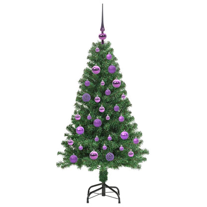 Kunstkerstboom Groen 120 cm PVC en Staal en Kunststof