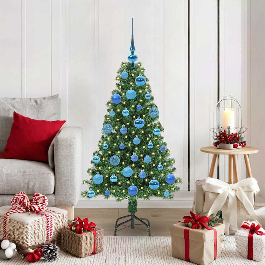 Kunstkerstboom Groen 120 cm PVC en Staal en Kunststof