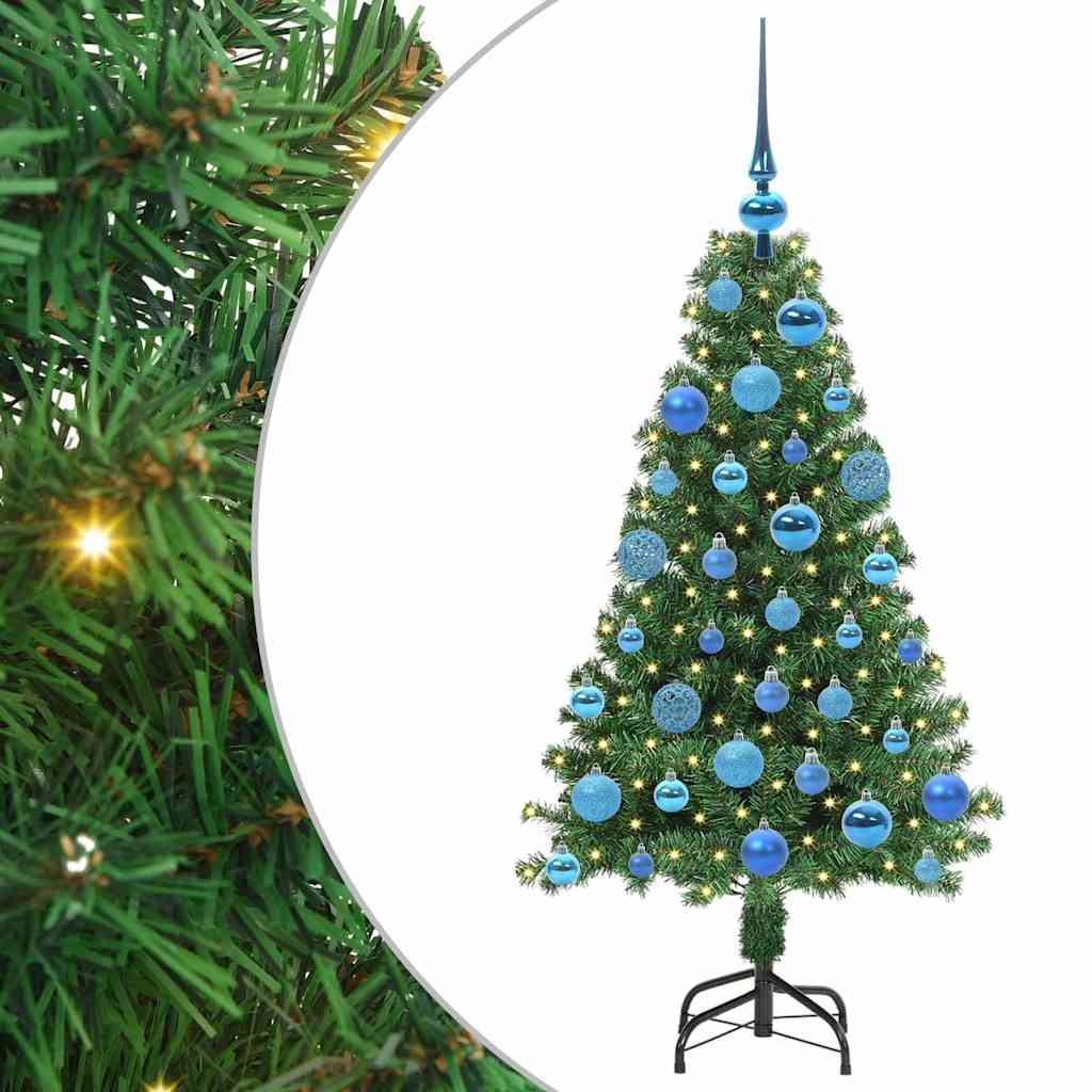 Kunstkerstboom Groen 120 cm PVC en Staal en Kunststof