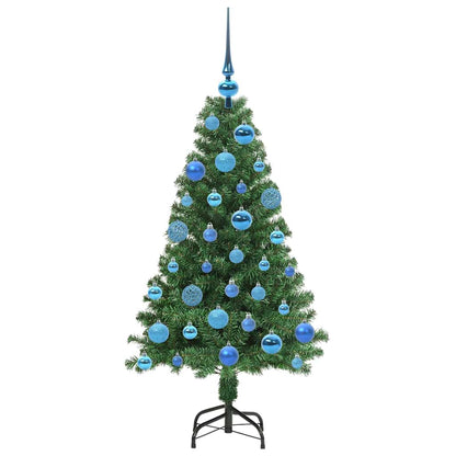 Kunstkerstboom Groen 120 cm PVC en Staal en Kunststof