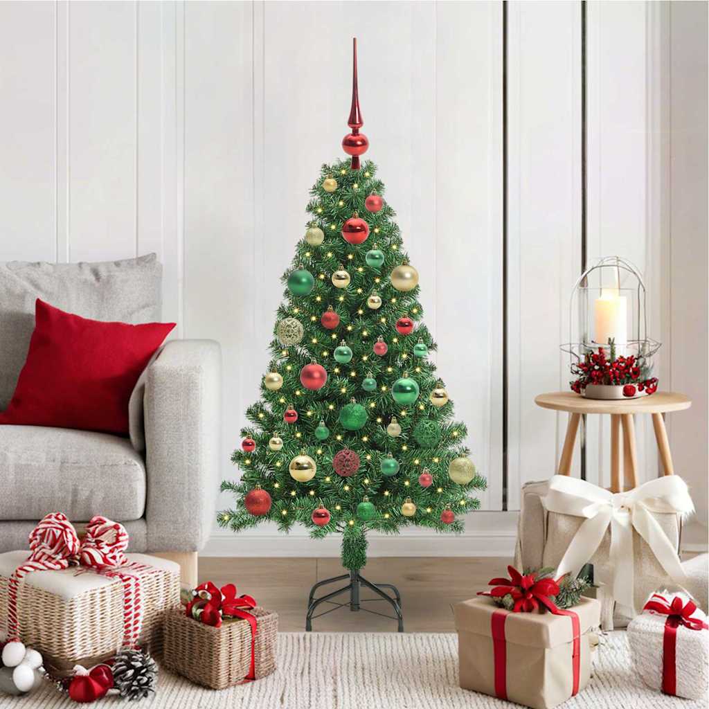 Kunstkerstboom Groen 120 cm PVC en Staal en Kunststof