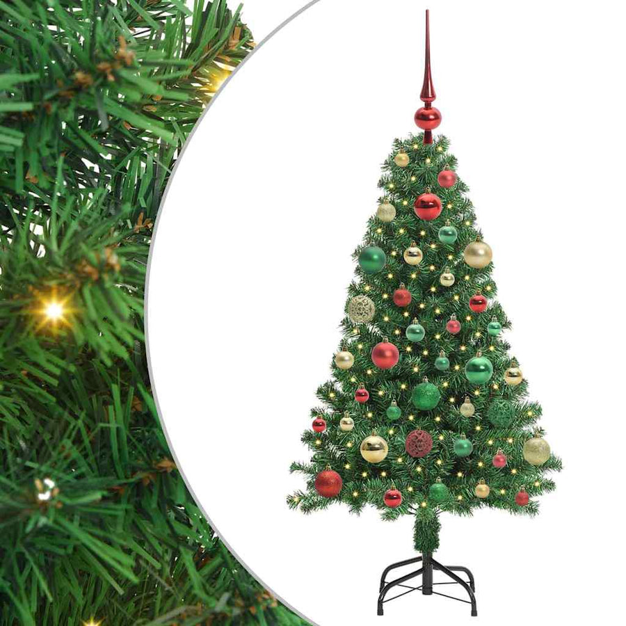 Kunstkerstboom Groen 120 cm PVC en Staal en Kunststof