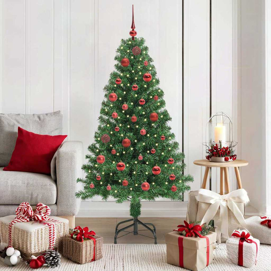 Kunstkerstboom Groen 150 cm PVC en Staal en Kunststof