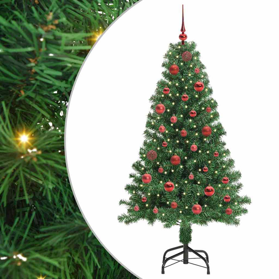 Kunstkerstboom Groen 150 cm PVC en Staal en Kunststof