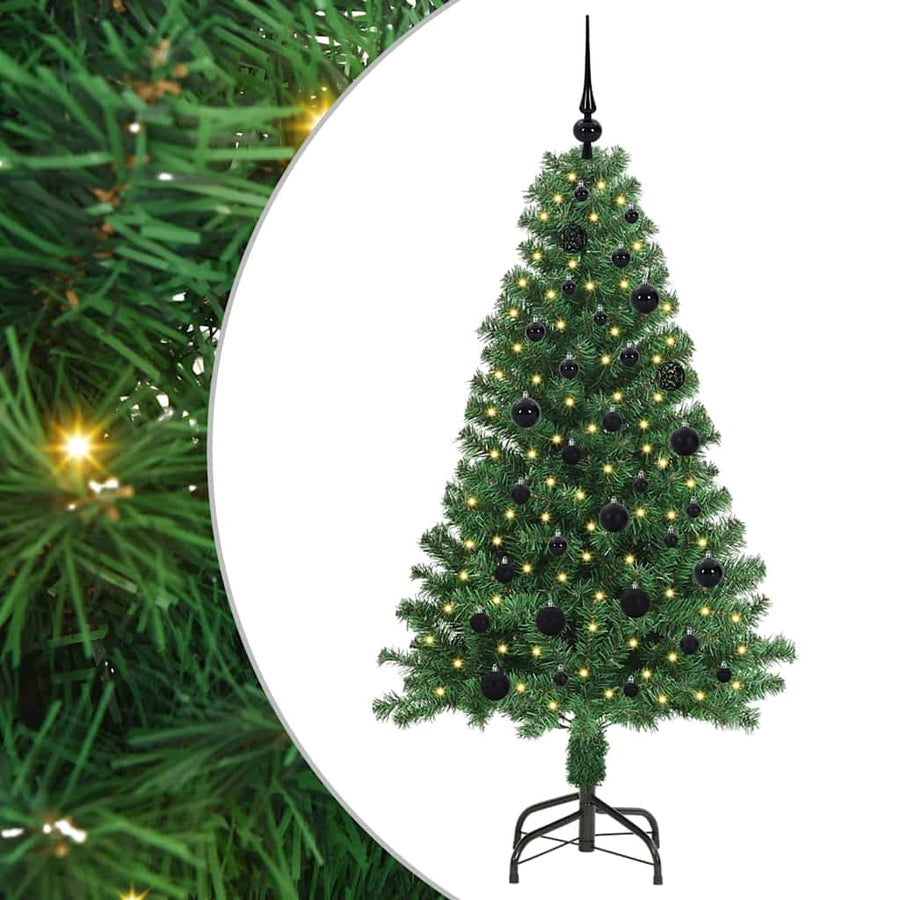 Kunstkerstboom Groen 150 cm PVC en Staal en Kunststof