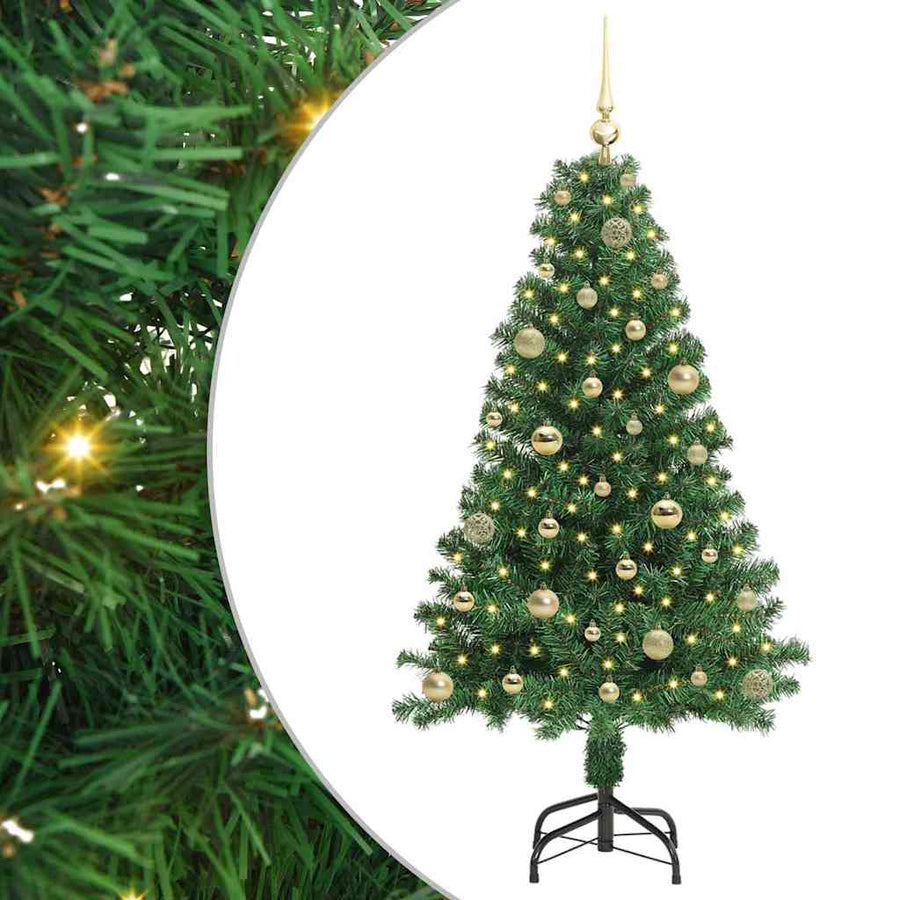 Kunstkerstboom Groen 150 cm PVC en Staal en Kunststof